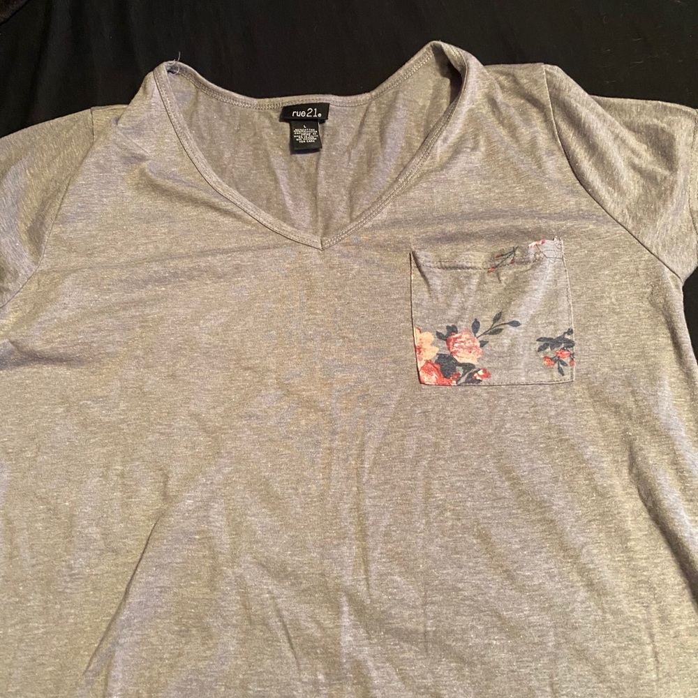 Grey with floral print on the pocket
